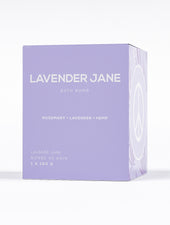 lavender rosemary bath bomb in box by bare skin bar