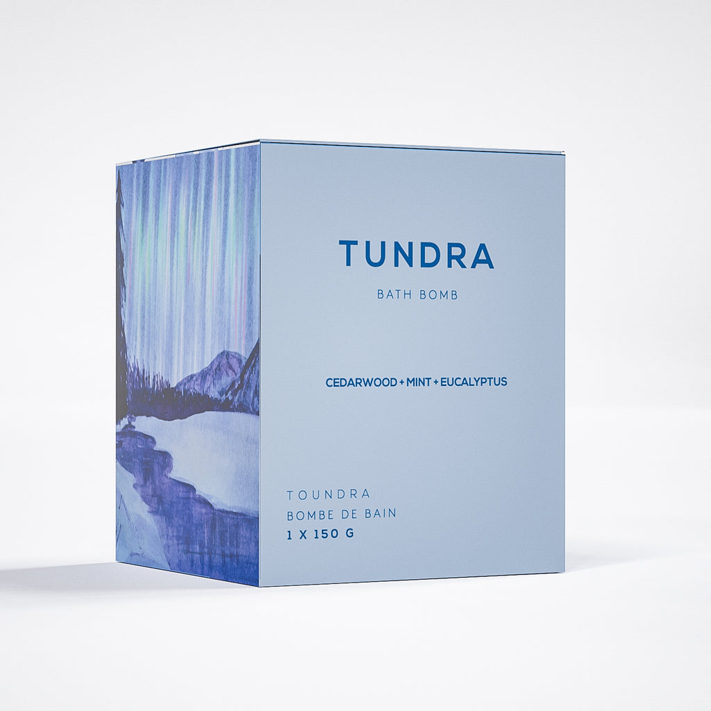 tundra bath bomb by bare skin bar in box