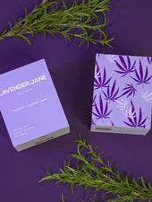 lavender rosemary bath bomb in box by bare skin bar